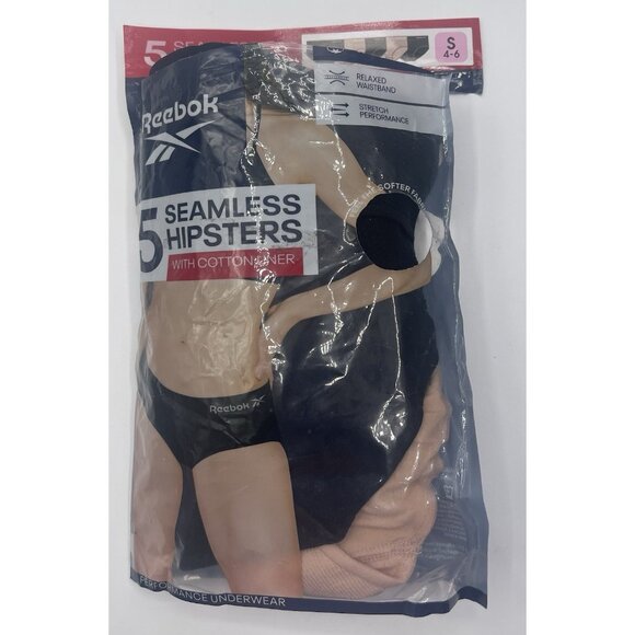 Reebok Womens 4 Pack Tag-Free Soft Seamless Hipster Size Small Black Tan - Picture 1 of 6